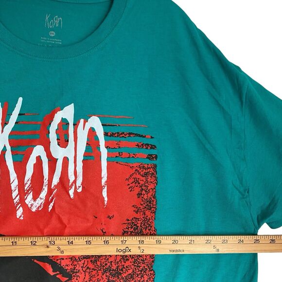 KoRn T-shirt Tee 2XL Green Graphic Print Mad Engine Nu Metal Licensed Official - Picture 3 of 5